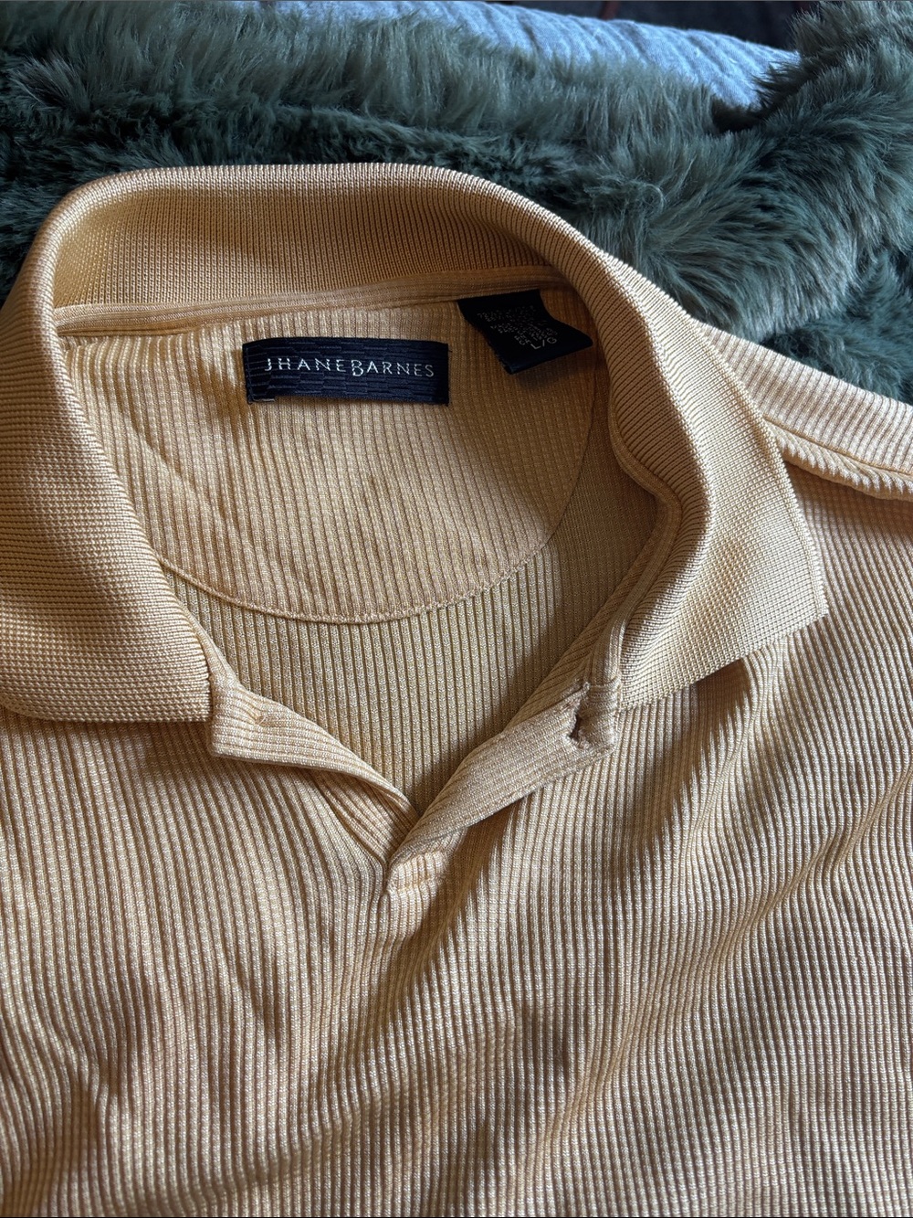 Jhane Barnes Men’s Ribbed Polo in Light Tan